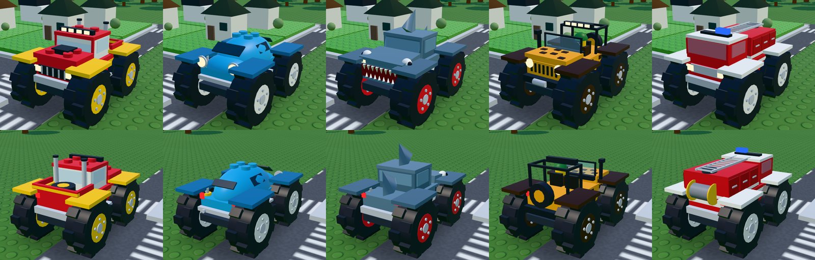 Cinco modelos de carros disponíveis no projeto